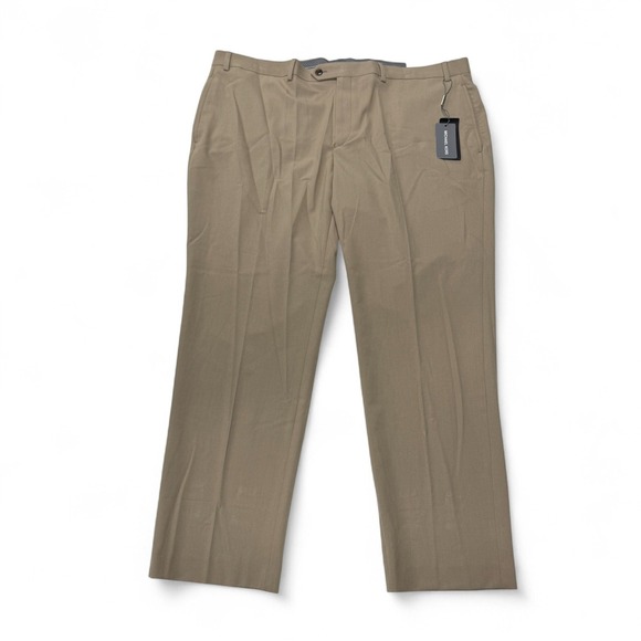 Michael Kors Marvin Tan Dress Pants Mens 42 x 30 NWT Comfort Waist Khaki - Picture 1 of 14